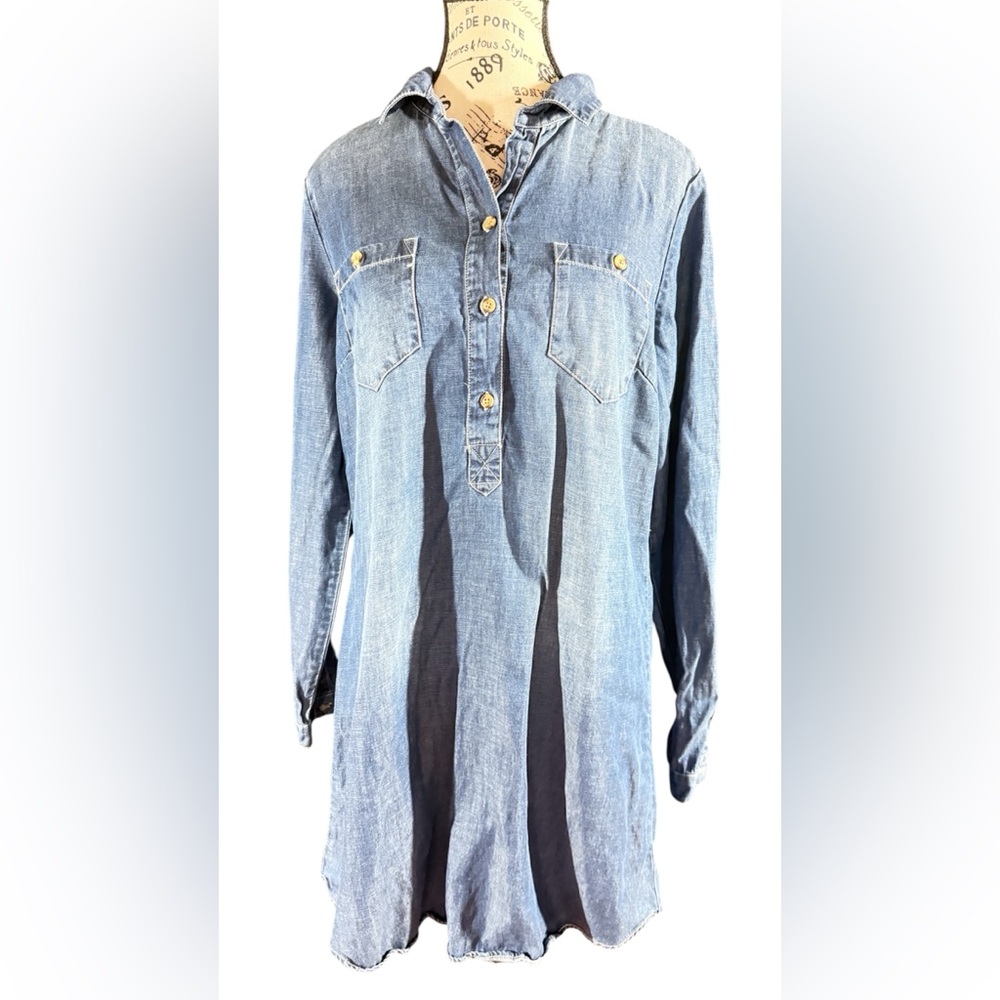 Lucky Brand Blue Jean Long Sleeve Dress. Size M